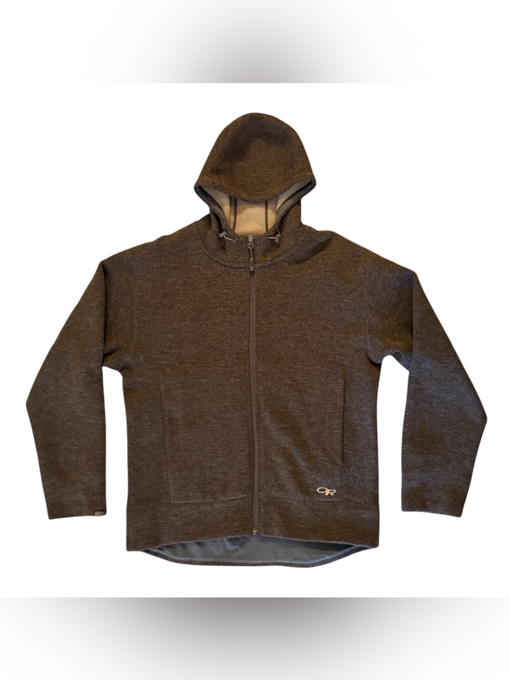 Outdoor Research Exit Hoody Mens M Brown Wool Blend Full Zip Fleece Jacket